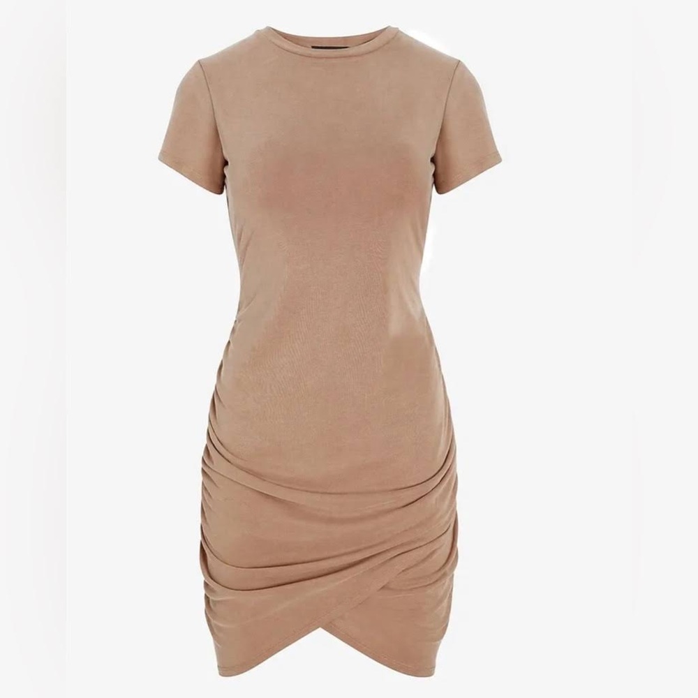 NWT Express Silky Suede Ruched T-Shirt Dress